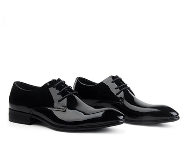 Zapatos de Novio Charol Negro Punta Aguda con Cordones - Image 6
