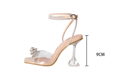 Sandalias de Tacón Stiletto Transparentes con Moño y Cristales para Fiesta - Image 13