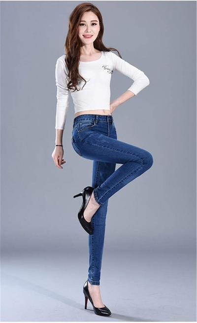 Jeans de Cintura Alta Elástica Ajuste Slim para Mujer - Image 13