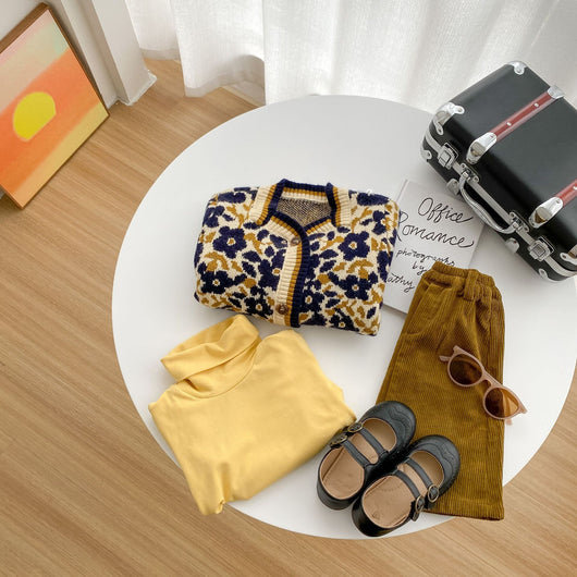 Cardigan Falda Tejido Floral Retro para Niñas - Image 21