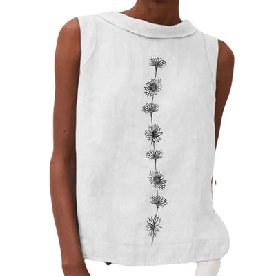 Blusa Fresca sin Mangas con Cuello Redondo e Impresión para Mujer - Image 2