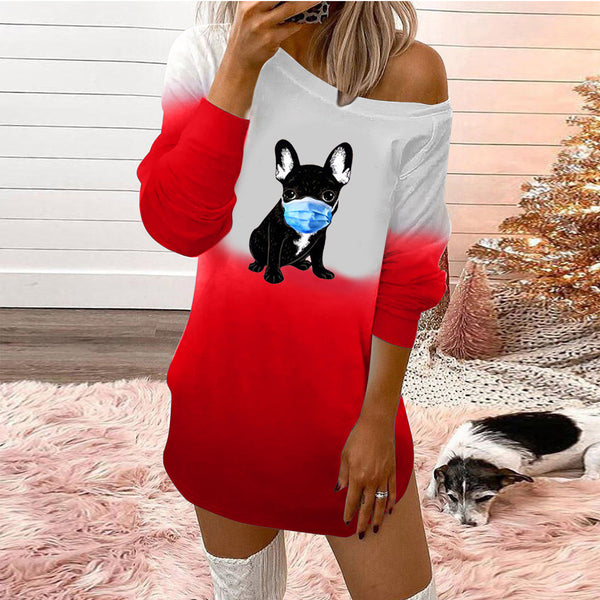Elegante Vestido Estampado con Hombros Descubiertos
