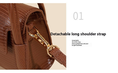 Bolso Mensajero de Cuero Genuino con Patrón de Lagartija para Mujer - Image 16