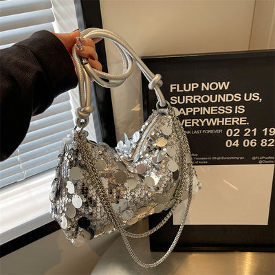 Bolso Bandolera Mujer con Cadena y Lentejuelas Brillantes