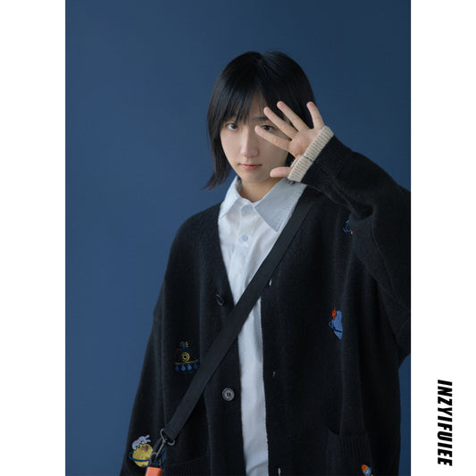 Cardigan Tejido Vintage Suelto para Mujer - Estilo Japonés Minimalista Primavera Otoño - Image 2