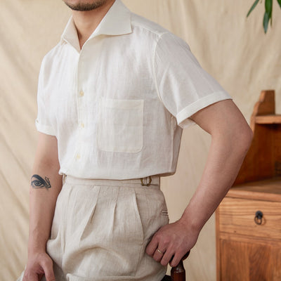 Camisa de Lino Manga Corta Suelta para Verano - Image 8