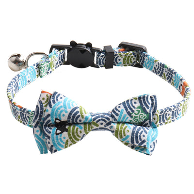Collar para Gato Estilo Japonés con Patrón de Hierba y Moño Desmontable - Image 13