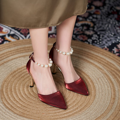 Sandalias de Perla con Tacón Stiletto para Mujer - Talla Pequeña - Image 2
