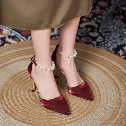 Sandalias de Perla con Tacón Stiletto para Mujer - Talla Pequeña - Image 2