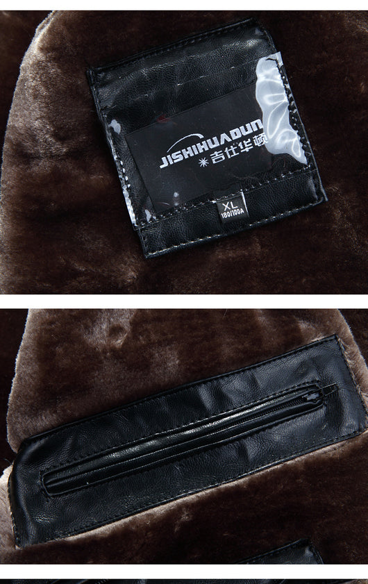 Chaqueta de Cuero Casual para Hombre con Cuello de Piel - Image 10