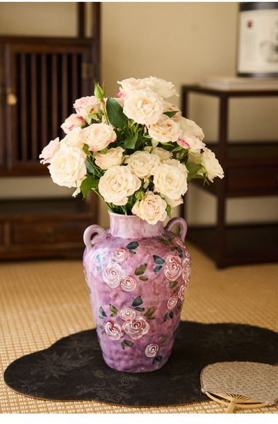 Florero de Porcelana China Pintado a Mano con Rosas - Image 20