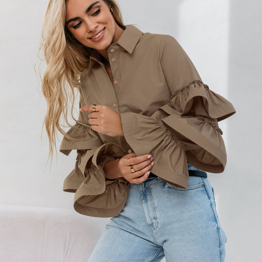 Blusa de Algodón Estilo Francés con Cuello Volante - Image 4