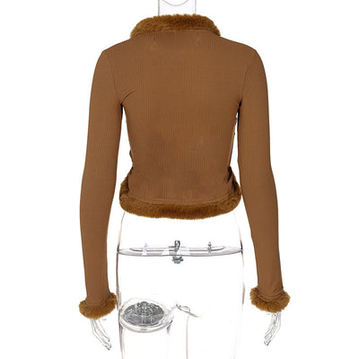 Cardigan Pluché de Encaje Ajustable con Mangas Largas en Color Sólido - Image 16