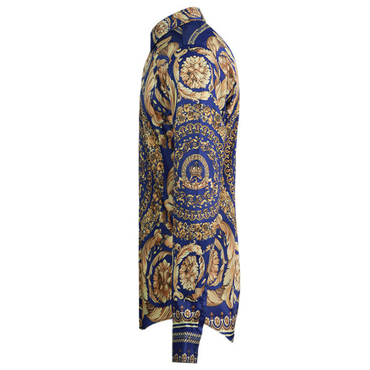 Camisa Elegante Sin Planchado con Diseño Floral Simétrico - Estilo Real para Hombre - Image 5