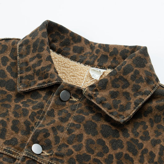 Abrigo Suelto Estampado Leopardo Vintage con Forro Grueso - Image 4