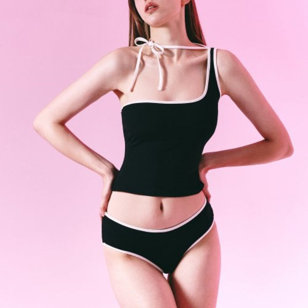 Traje de Baño Asimétrico para Mujer con Contraste de Colores