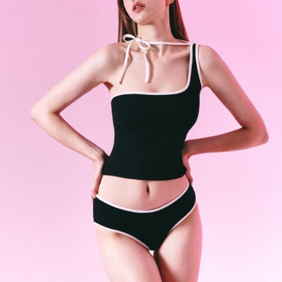 Traje de Baño Asimétrico para Mujer con Contraste de Colores