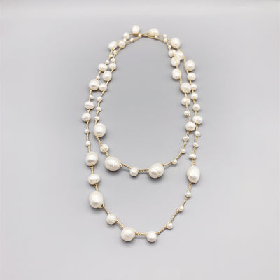 Collar Largo de Perlas Barrocas Blancas Tejidas a Mano - Image 6