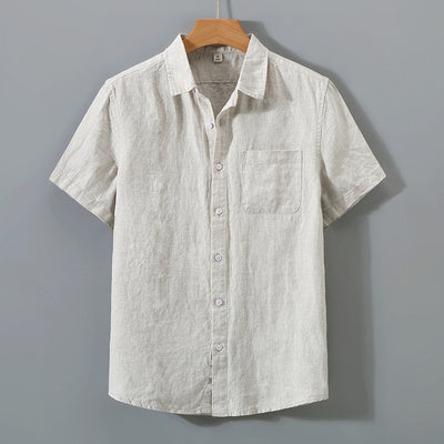 Camisa de Lino a Rayas Manga Corta - Image 11