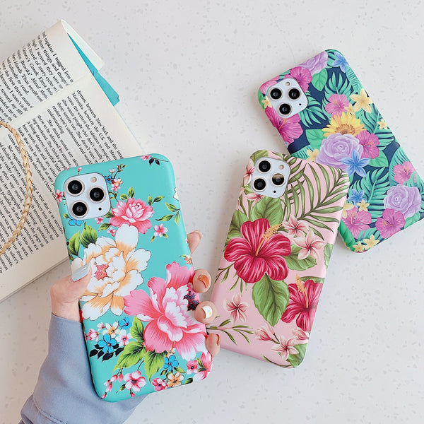 Funda Literaria Retro con Flores y Hojas