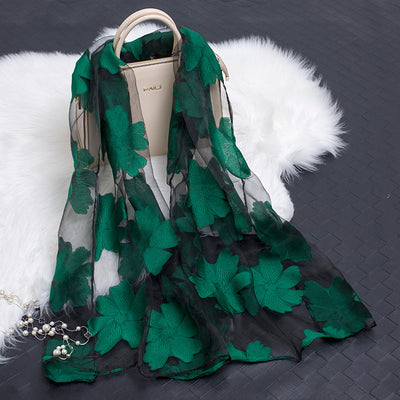 Pañuelo de Seda Estampado Flores Huecas - Diseño Elegante y Versátil - Image 10