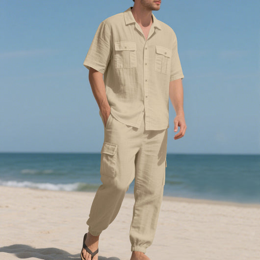 Conjunto de Trabajo Casual: Camisa Manga Corta y Pantalón - Image 11