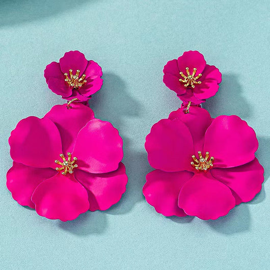 Aretes Largos Mori Girl con Flores Retro Estilo Europeo y Americano