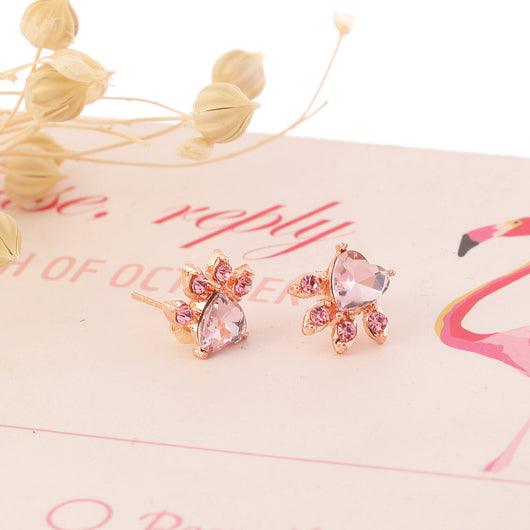 Aretes Huella de Perro Oro Rosa Pequeños para Mujer - Image 4