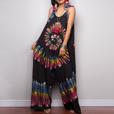Jumpsuit Ancho con Estampado Tie-Dye y Cintura Ajustable - Image 11
