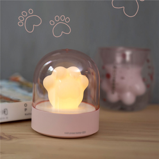 Lámpara Musical Infantil con Forma de Patita de Gato - Luz Nocturna USB Recargable