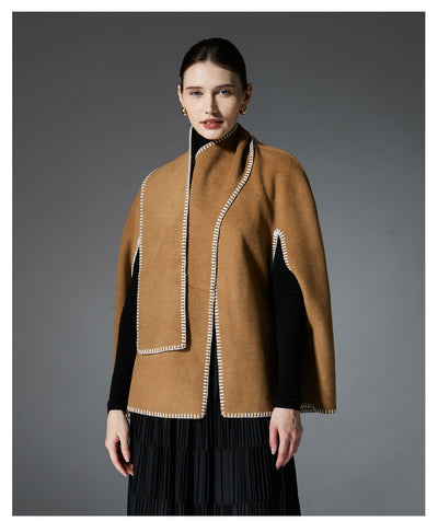 Capa Chal Mujer con Costura Camel - Elegancia Versátil - Image 10