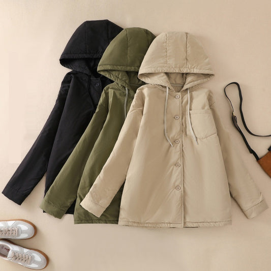 Abrigo Acolchado Elegante Oversize con Capucha para Tallas Grandes