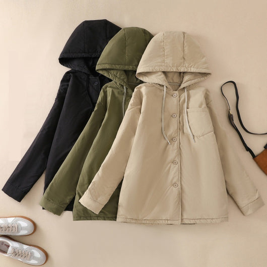 Abrigo Acolchado Elegante Oversize con Capucha para Tallas Grandes