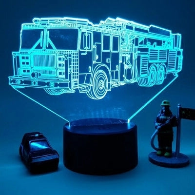 Lámpara 3D Camión de Bomberos con Luz Táctil Multicolor - Image 6