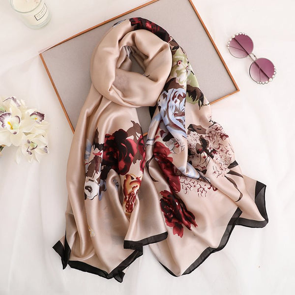 Elegante Pañoleta de Seda Sintética para Mujer - Chal Fresco y Versátil