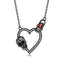 Collar Gótico Plata 925 Corazón y Calavera Oro Negro con Circonia - Estilo Punk Retro