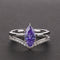 Plateado Horse Eye Ring Artificial Sapphire Morado 5