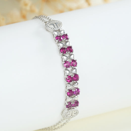 Pulsera de Plata Esterlina S925 con Granate Púrpura y Circones para Mujer - Image 3
