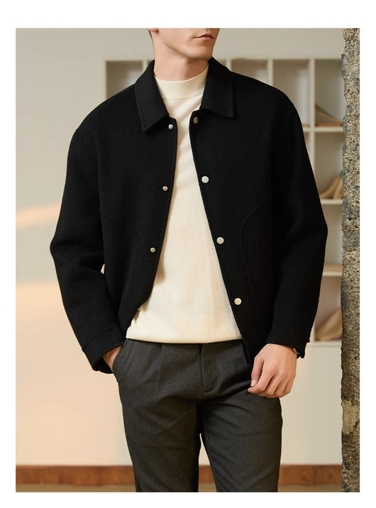 Abrigo de Lana Reversible para Hombre - Cuello Polo Elegante Otoño Invierno - Image 3