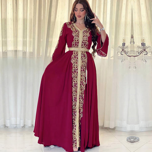 Vestido Árabe Dubái con Bordado y Apliques de Lujo - Image 2