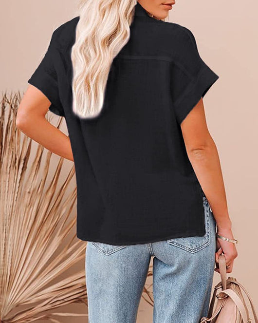 Camisas de Algodón y Lino para Mujer - Manga Corta Casual Verano - Image 17