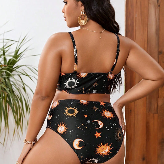 Traje de Baño Mujer Corte Asimétrico Estampado Talla Grande - Image 2