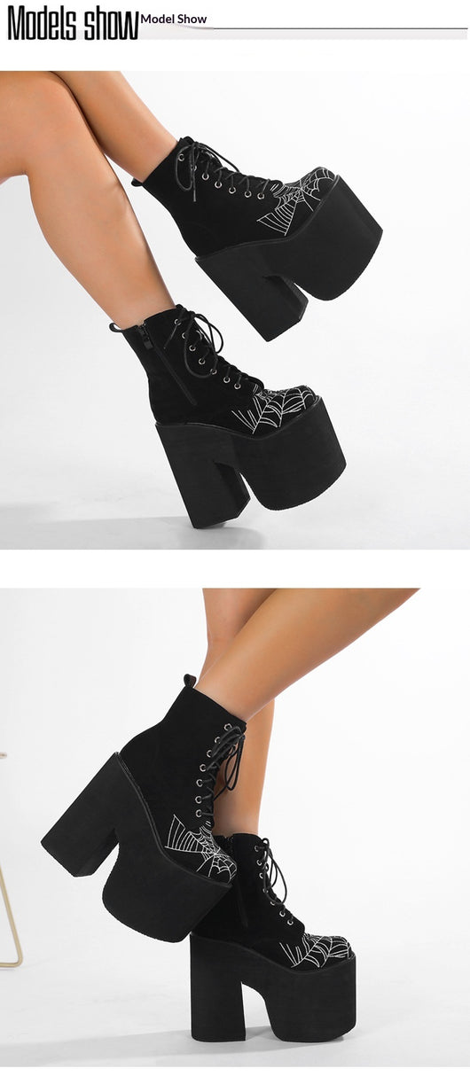 Botas Dr Martens Gothic Ultra Altas con Suela Gruesa y Diseño de Telaraña - Image 9