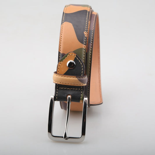 Tira de Cuero Curtido al Vegetal Camuflaje - Semielaborada sin Agujeros