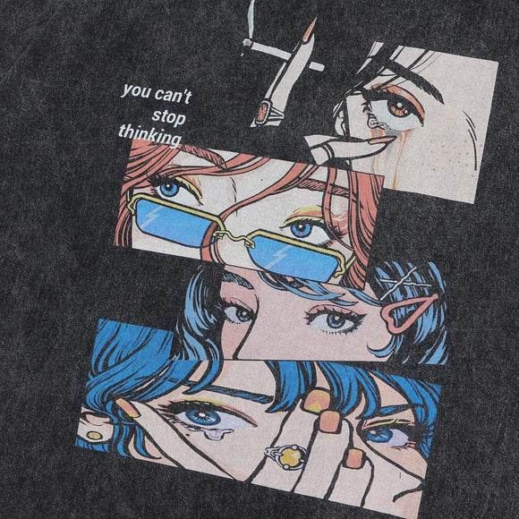 Playera Acolchada Retro Hip Hop Casual Manga Corta para Hombre
