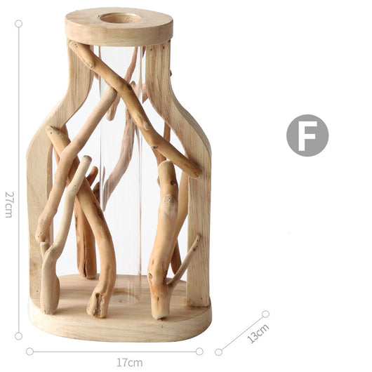 Jarrón de Madera Maciza Artesanal con Diseño Decorativo para Flores y Plantas Hidropónicas - Image 16
