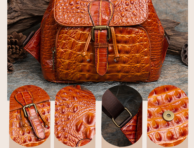 Mochila de Cuero Grabado Estilo Retro - Image 16