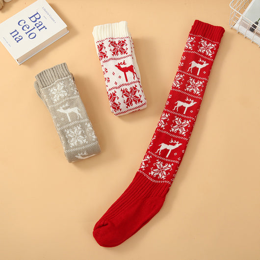 Calcetines Navideños Largos para Mujer - Tejido de Algodón y Lana con Diseño de Venado - Image 6