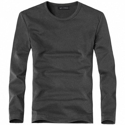 Camiseta Slim Fit Hombre Colores Sólidos Primavera Otoño - Image 25