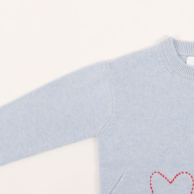 Suéter Tejido a Mano con Cuello Redondo y Mangas Combinadas - Diseño Love - Image 8